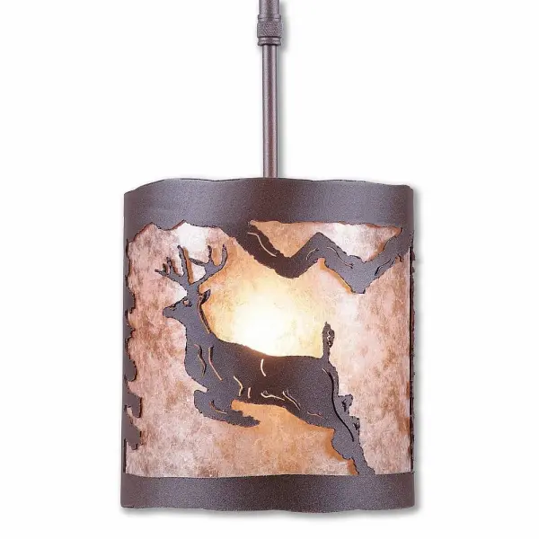 Kincaid-Valley Deer One Light Pendant in Rustic Brown