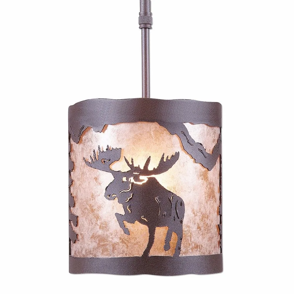 Kincaid-Alaska Moose One Light Pendant in Rustic Brown