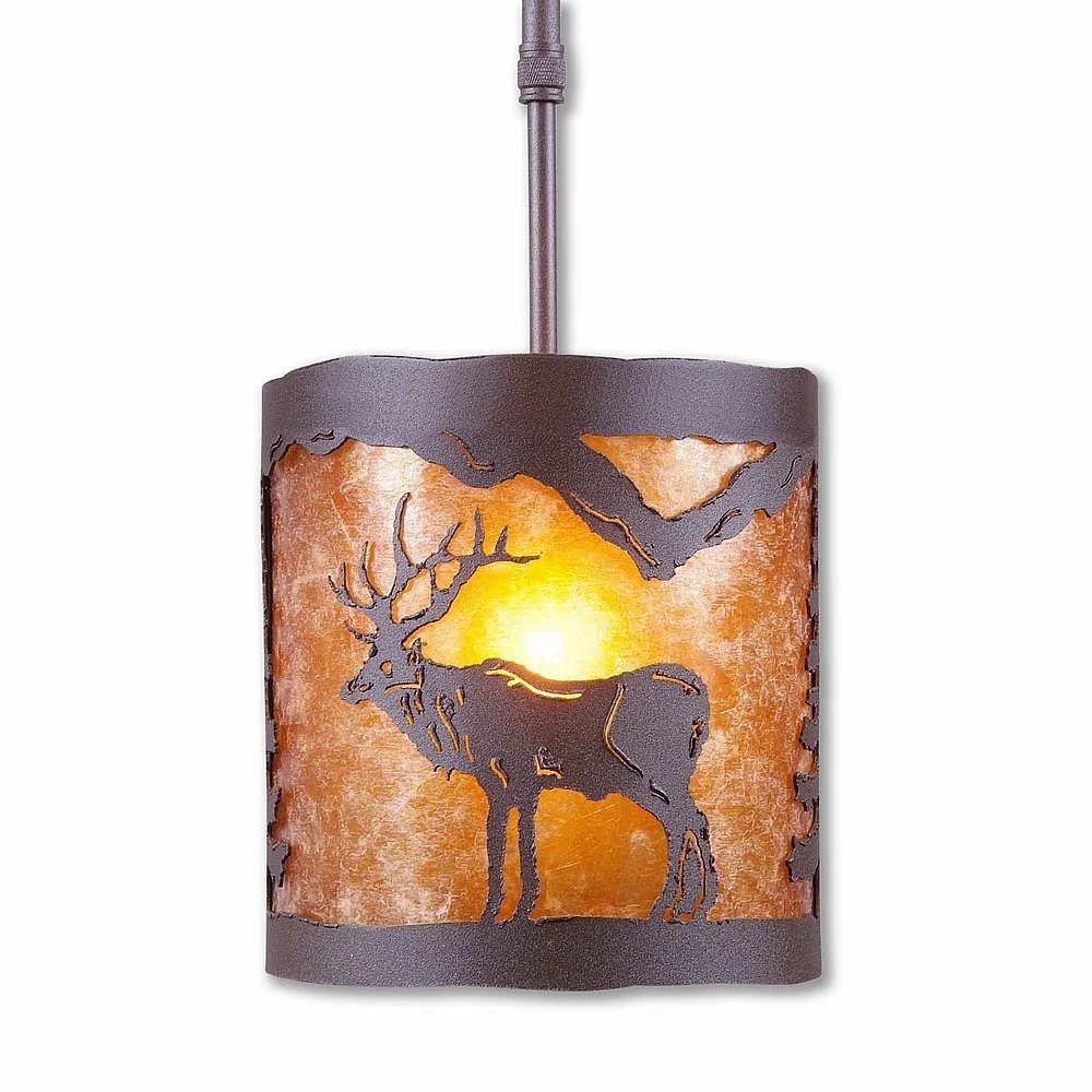 Kincaid-Valley Elk One Light Pendant in Rustic Brown