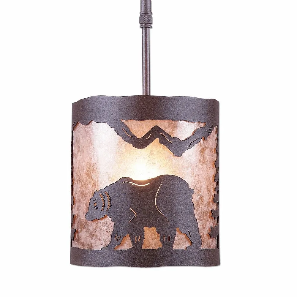 Kincaid-Mountain Bear One Light Pendant in Rustic Brown