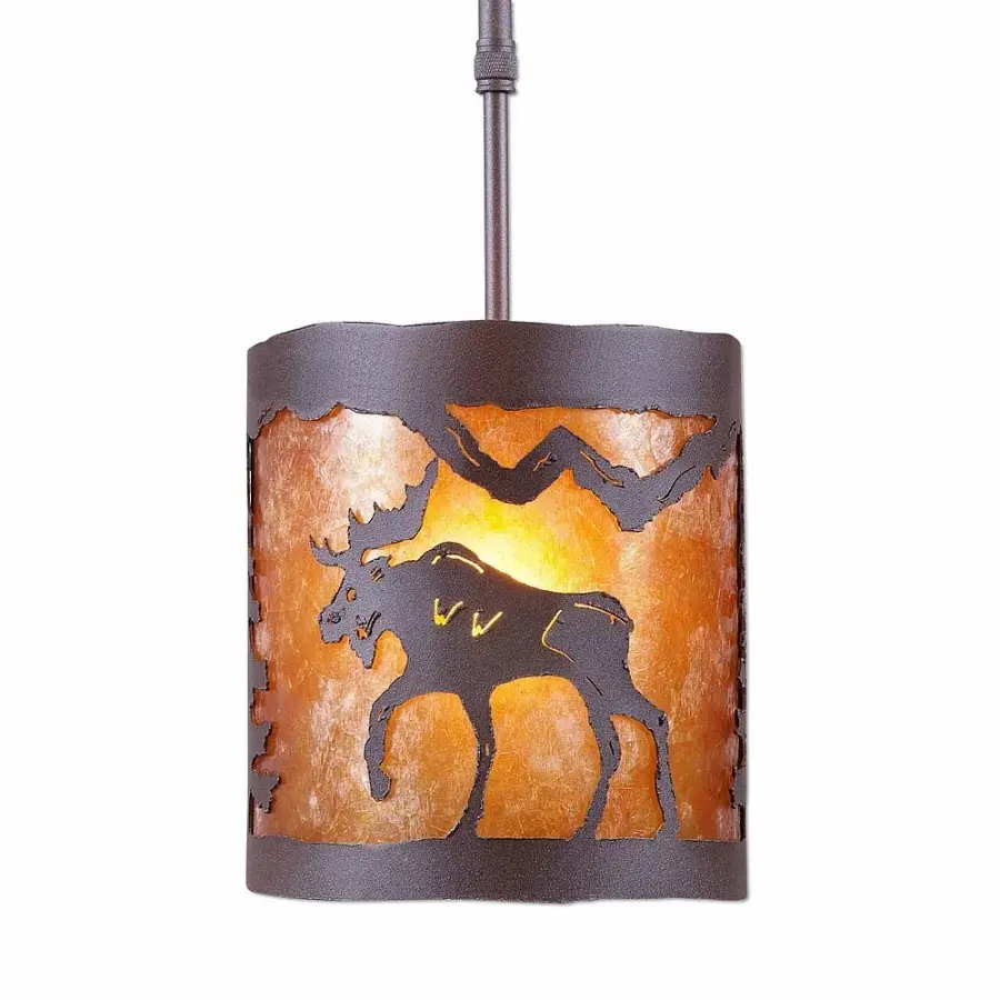 Kincaid Mountain Moose One Light Pendant in Rustic Brown