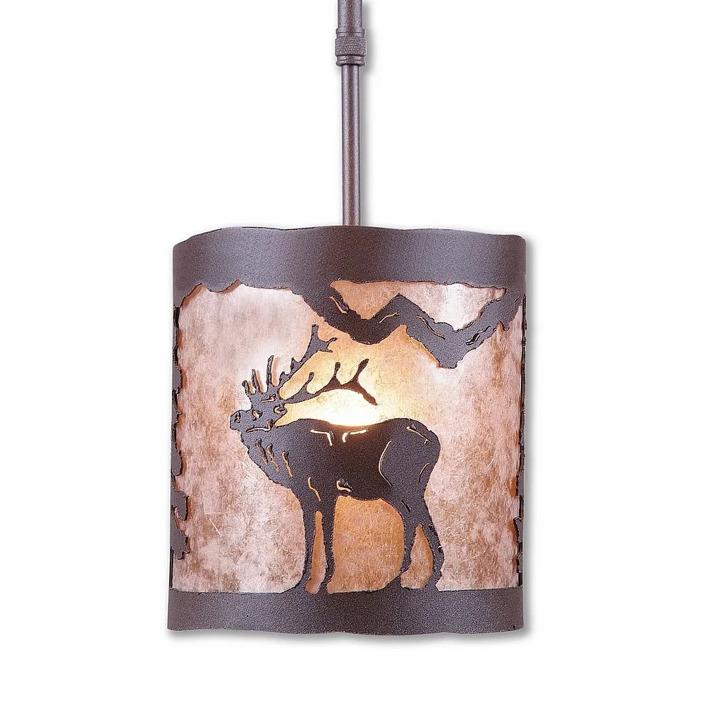 Kincaid-Mountain Elk One Light Pendant in Rustic Brown