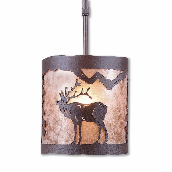 Kincaid Mountain Elk One Light Pendant in Rustic Brown