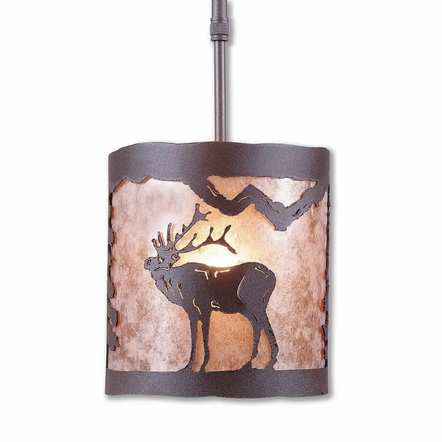 Kincaid Mountain Elk One Light Pendant in Rustic Brown