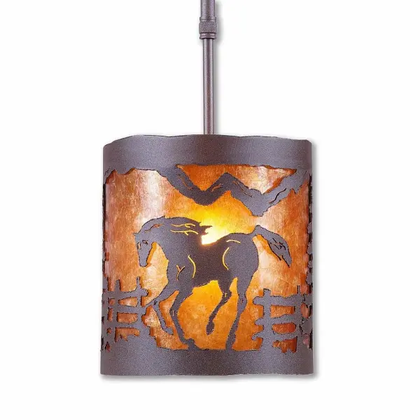 Kincaid Mountain Horse One Light Pendant in Rustic Brown