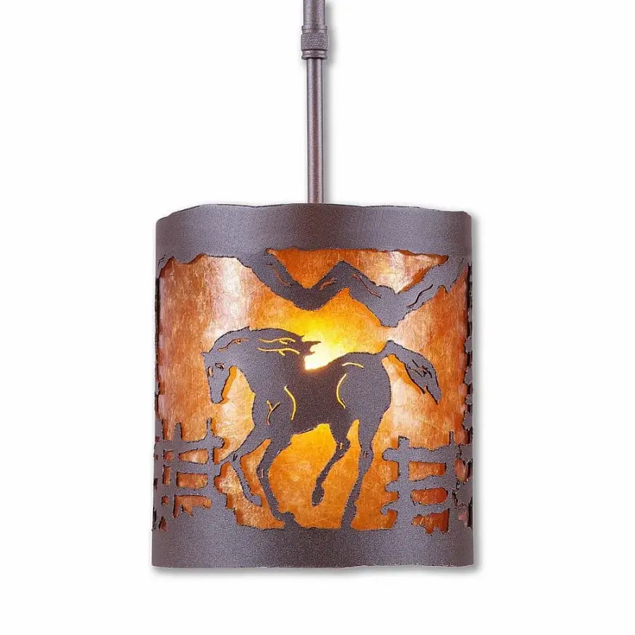 Kincaid Mountain Horse One Light Pendant in Rustic Brown