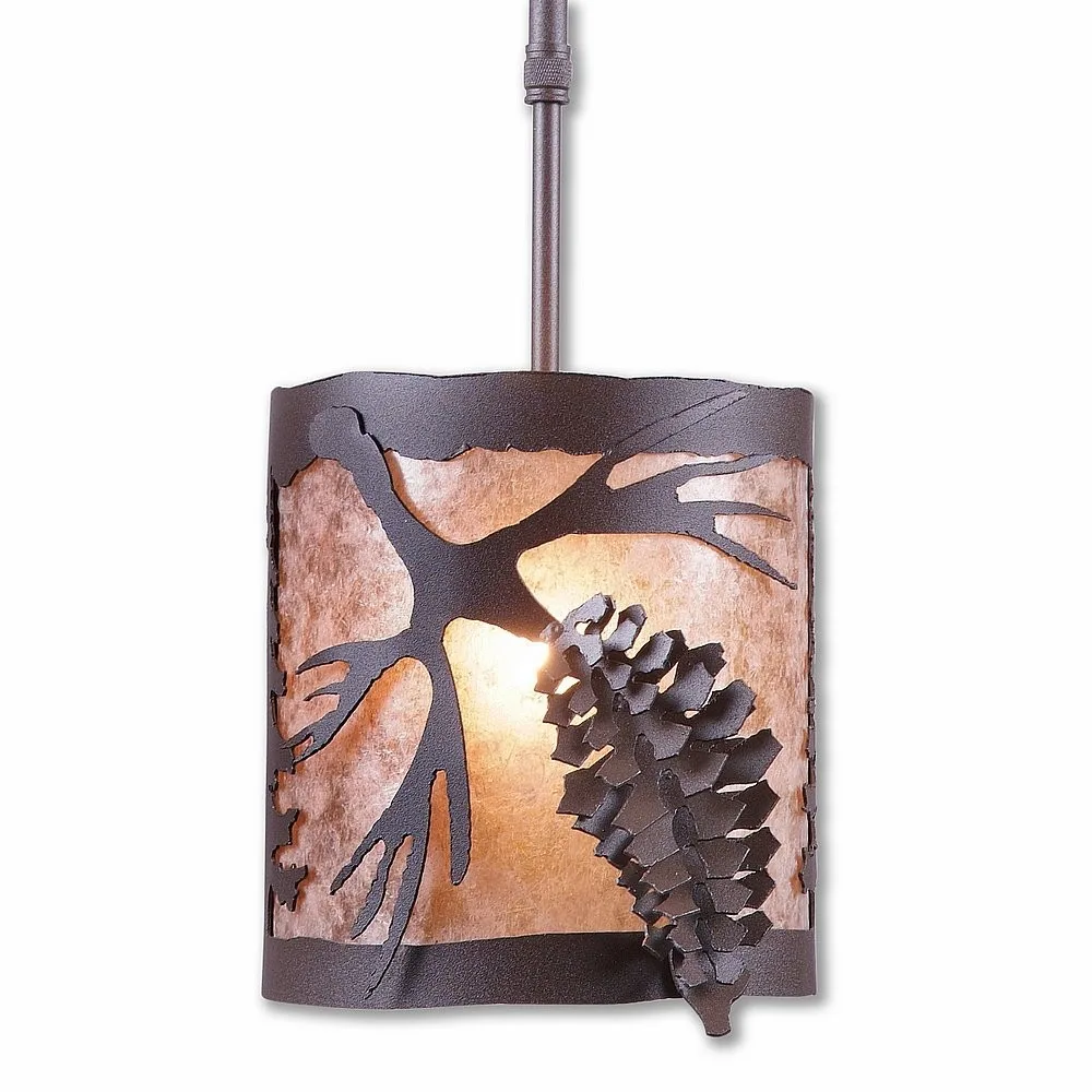 Kincaid-Spruce Cone One Light Pendant in Rustic Brown
