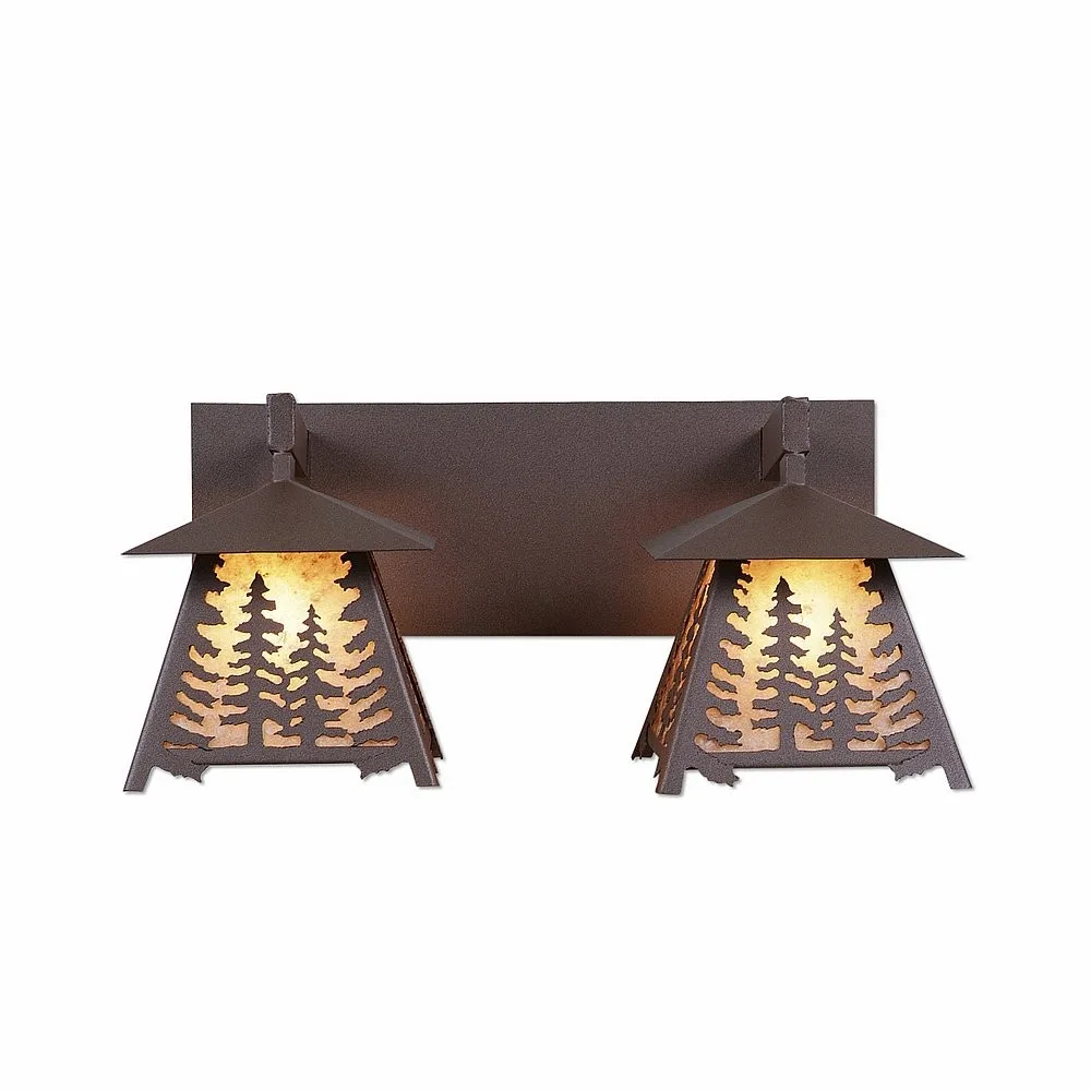 Smoky Mountain-Spruce Tree Two Light Bath Vanity Light in Rustic Brown