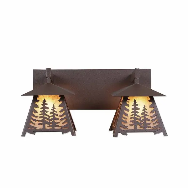 Smoky Mountain Spruce Tree Two Light Bath Vanity Light