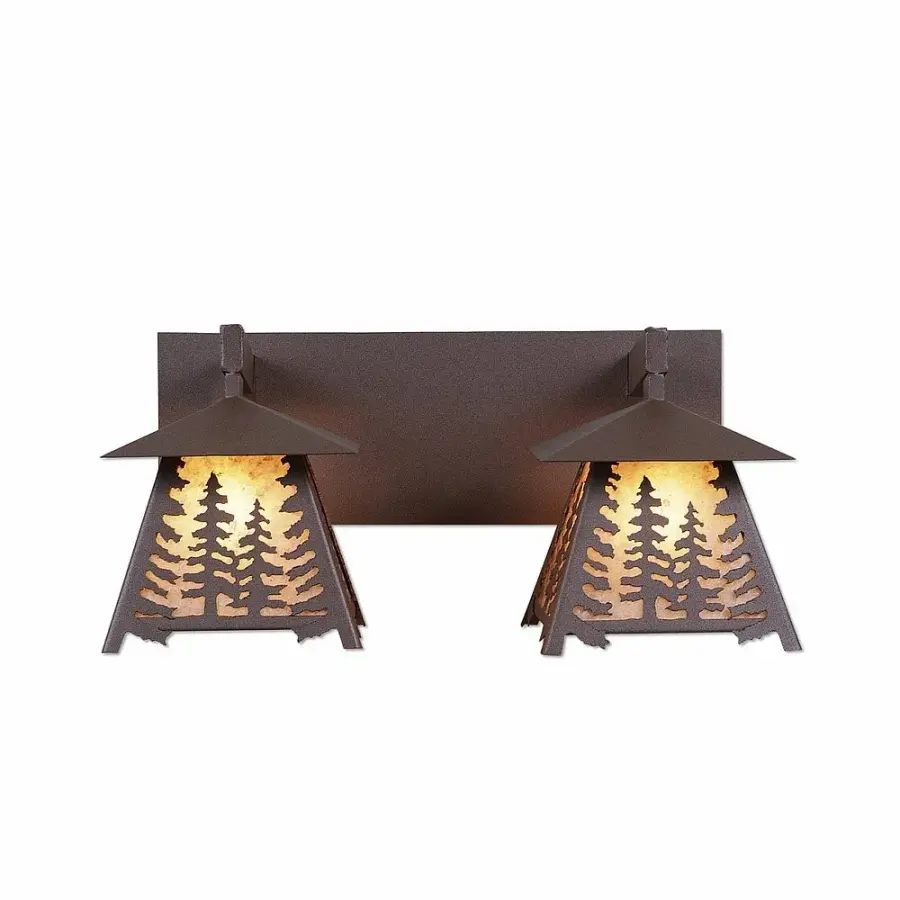 Smoky Mountain Spruce Tree Two Light Bath Vanity Light
