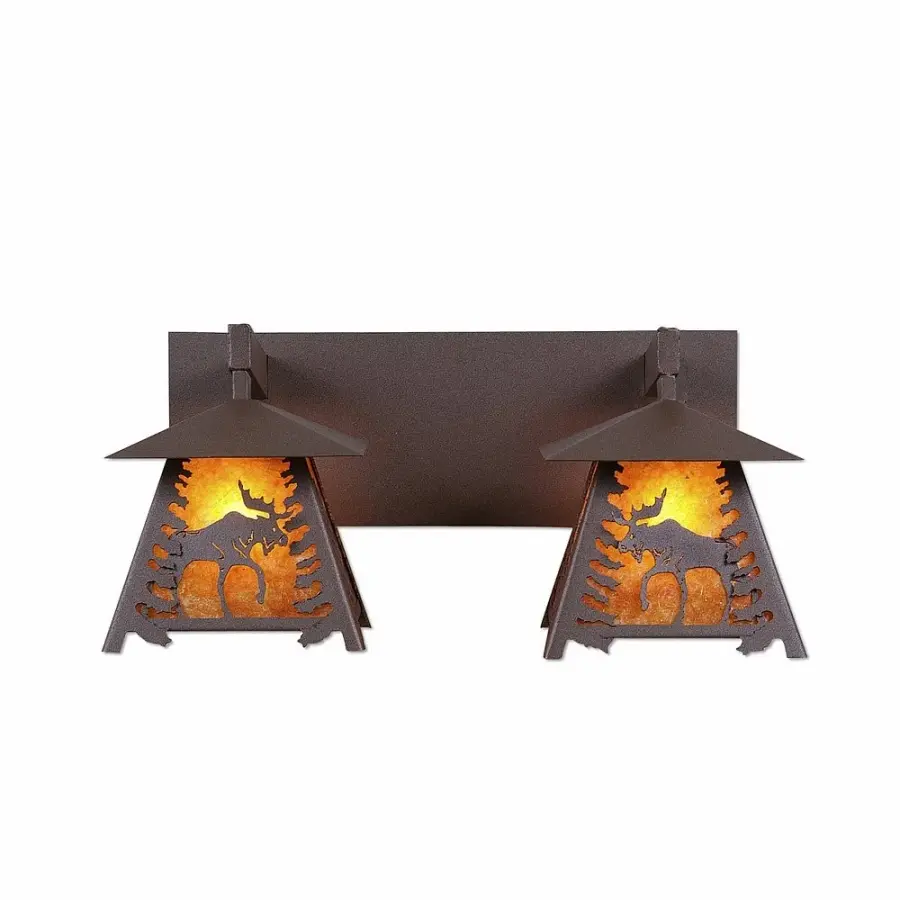 Smoky Mountain Moose Two Light Bath Vanity Light