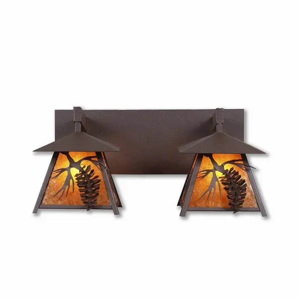 Smoky Mountain Spruce Cone Two Light Bath Vanity Light
