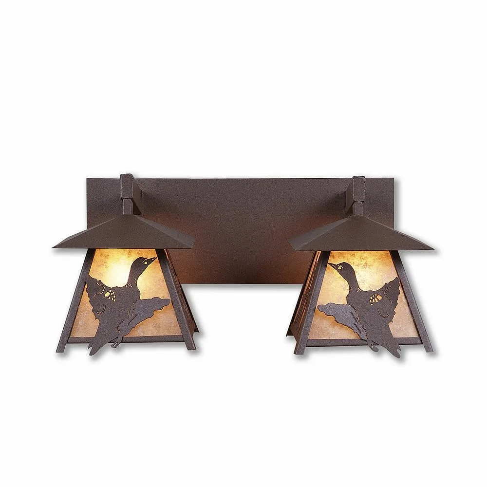 Smoky Mountain-Loon Two Light Bath Vanity Light in Rustic Brown