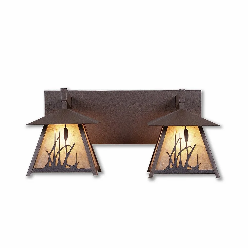 Smoky Mountain-Cattails Two Light Bath Vanity Light in Rustic Brown