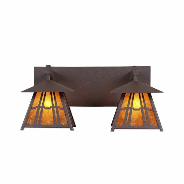 Smoky Mountain Eastlake Two Light Bath Vanity Light in Rustic Brown