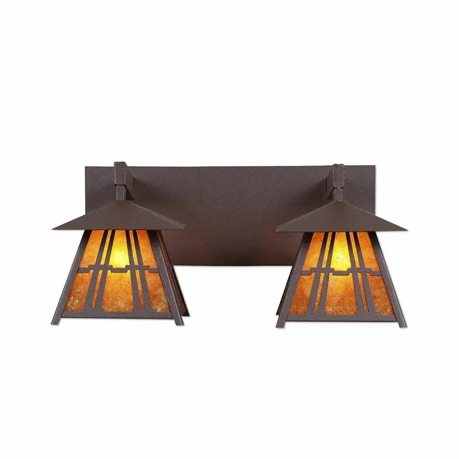 Smoky Mountain Eastlake Two Light Bath Vanity Light in Rustic Brown