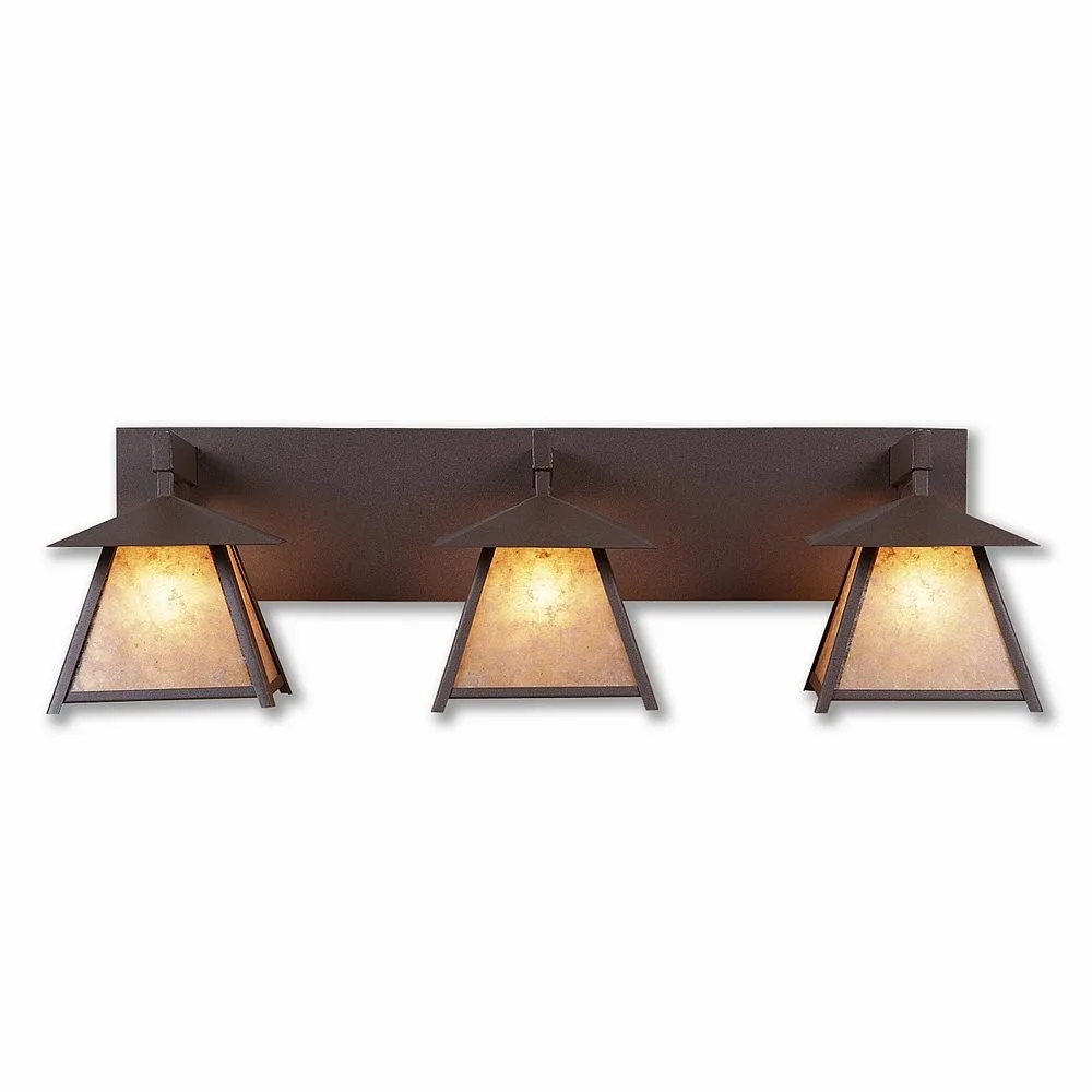 Smoky Mountain-Rustic Plain Three Light Bath Vanity Light in Rustic Brown