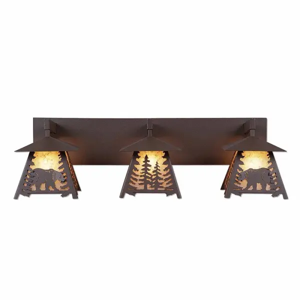 Smoky Mountain Bear Three Light Bath Vanity Light
