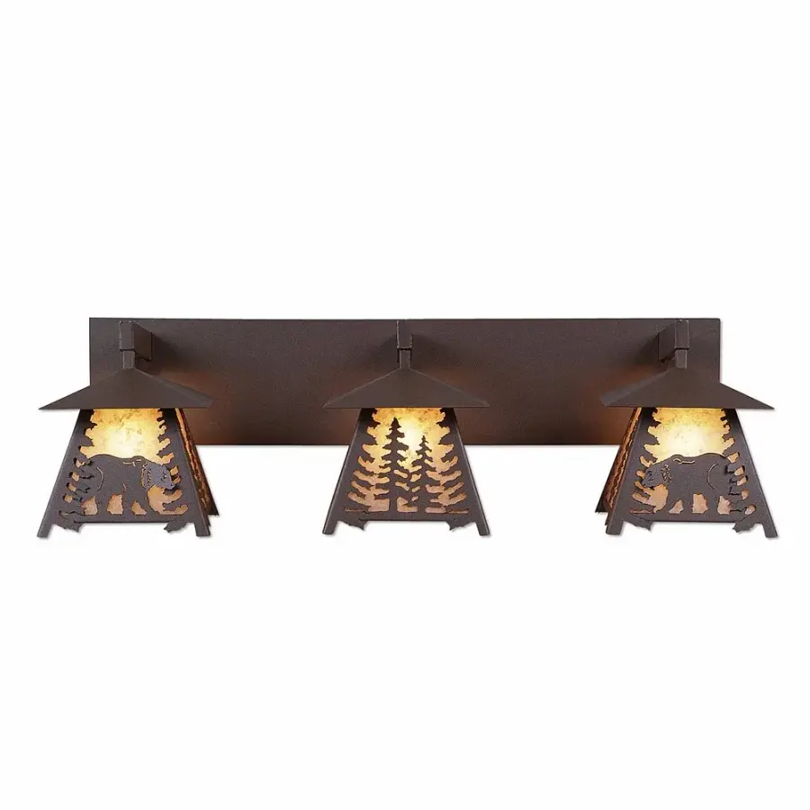 Smoky Mountain Bear Three Light Bath Vanity Light