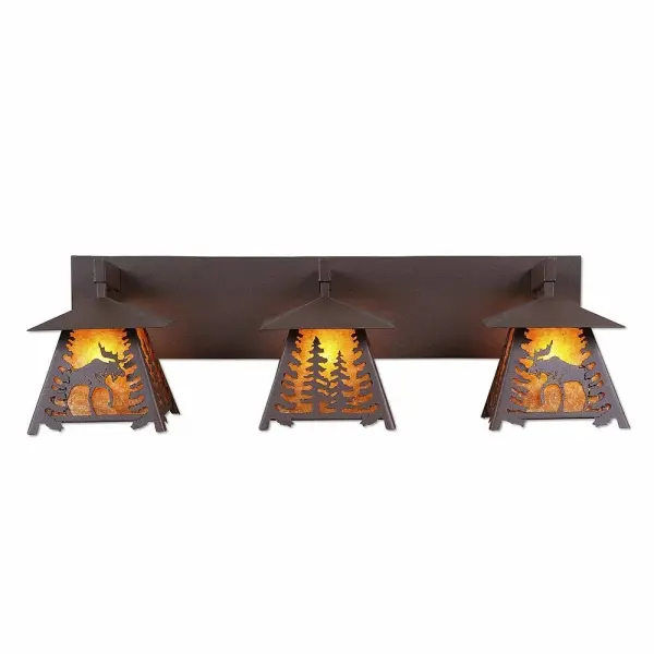 Smoky Mountain Moose Three Light Bath Vanity Light