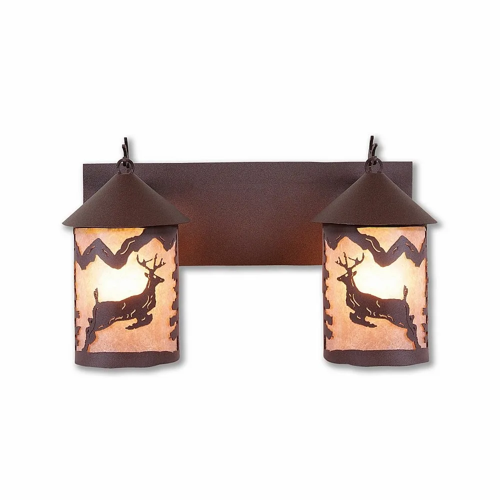 Cascade-Valley Deer Two Light Bath Vanity Light in Rustic Brown