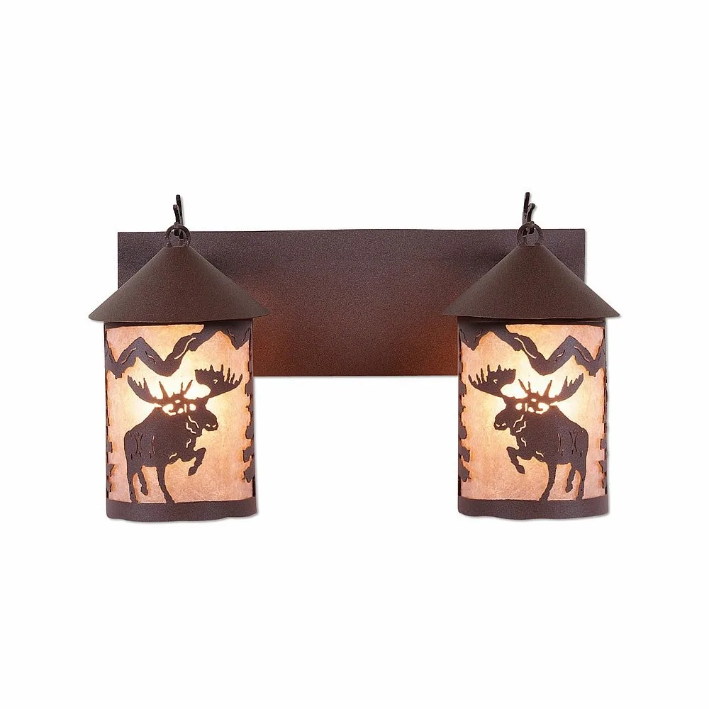 Cascade-Alaska Moose Two Light Bath Vanity Light in Rustic Brown