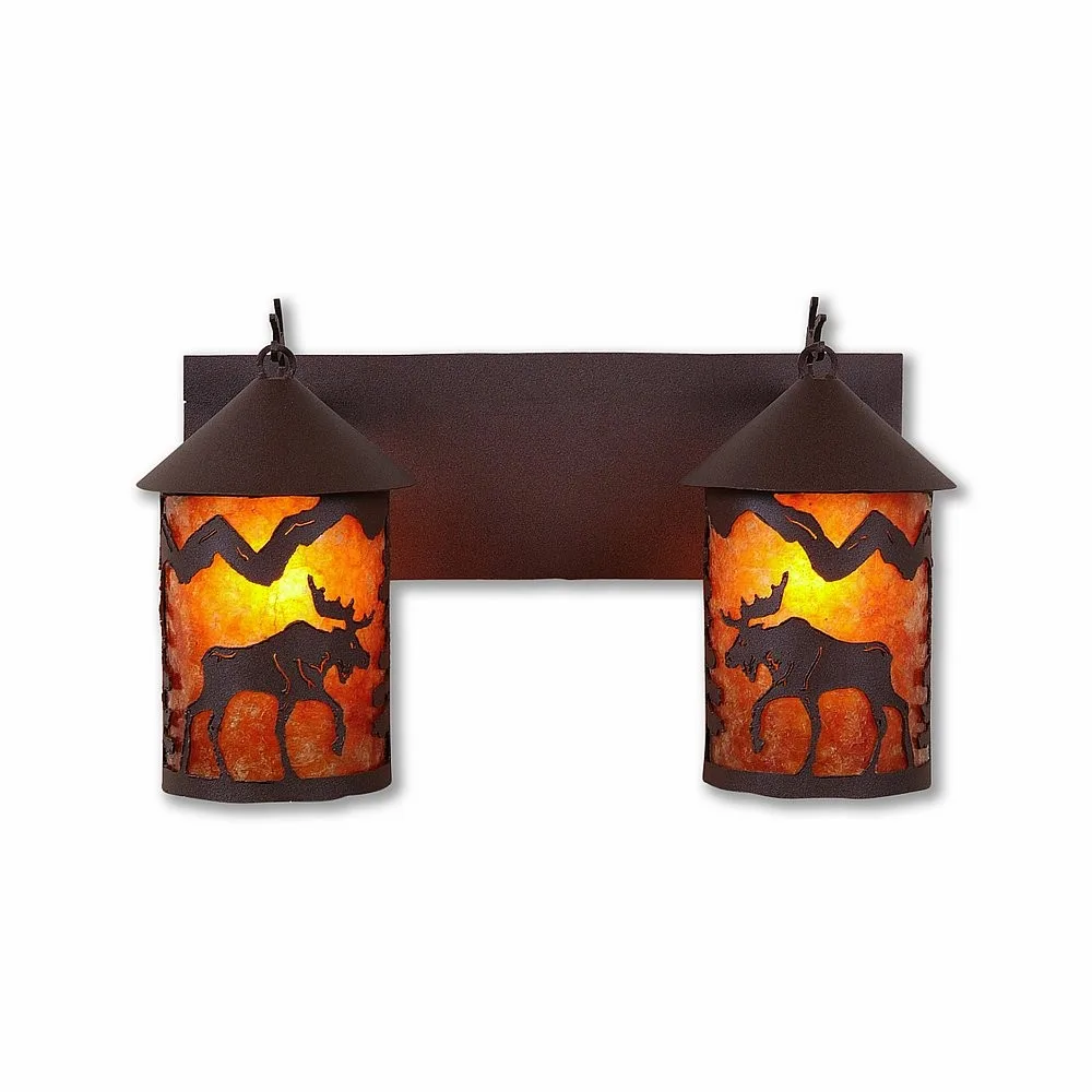 Cascade-Mountain Moose Rustic Brown Two Light Bath Vanity Light in Rustic Brown