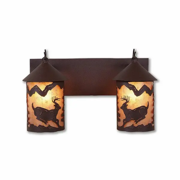 Cascade-Mountain Deer Two Light Bath Vanity Light