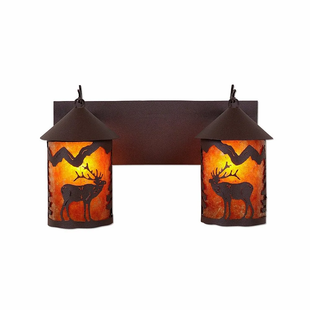 Cascade-Mountain Elk Rustic Brown Two Light Bath Vanity Light in Rustic Brown