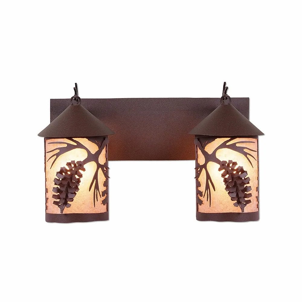 Cascade-Spruce Cone Two Light Bath Vanity Light in Rustic Brown