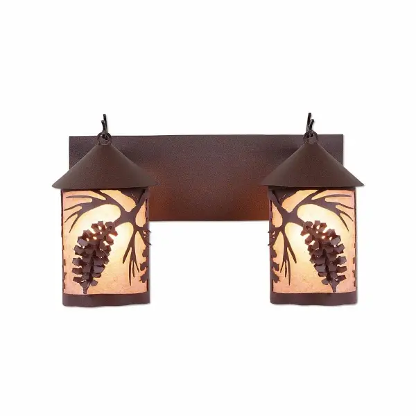 Cascade-Spruce Cone Two Light Bath Vanity Light in Rustic Brown