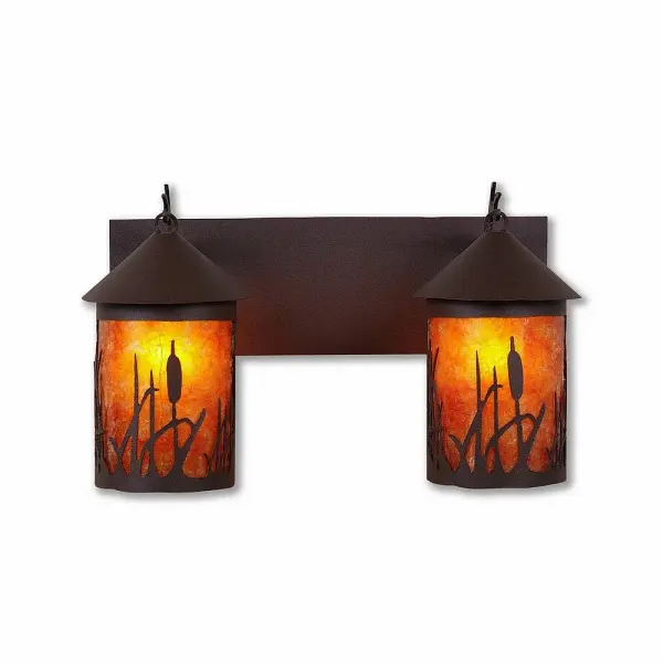 Cascade-Cattails Two Light Bath Vanity Light in Rustic Brown