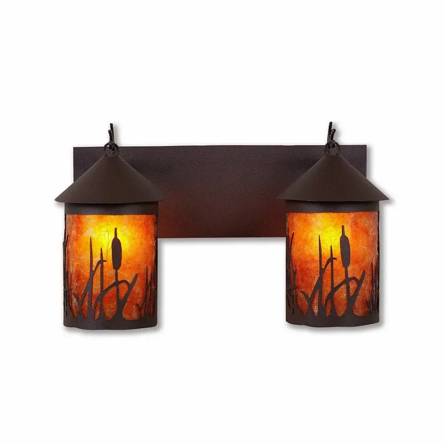 Cascade-Cattails Two Light Bath Vanity Light in Rustic Brown