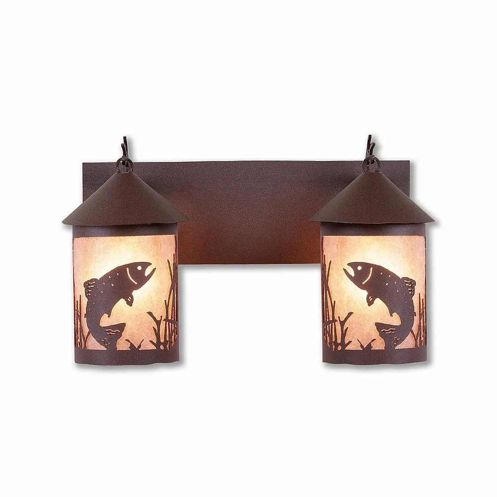 Cascade-Trout Rustic Brown Two Light Bath Vanity Light in Rustic Brown