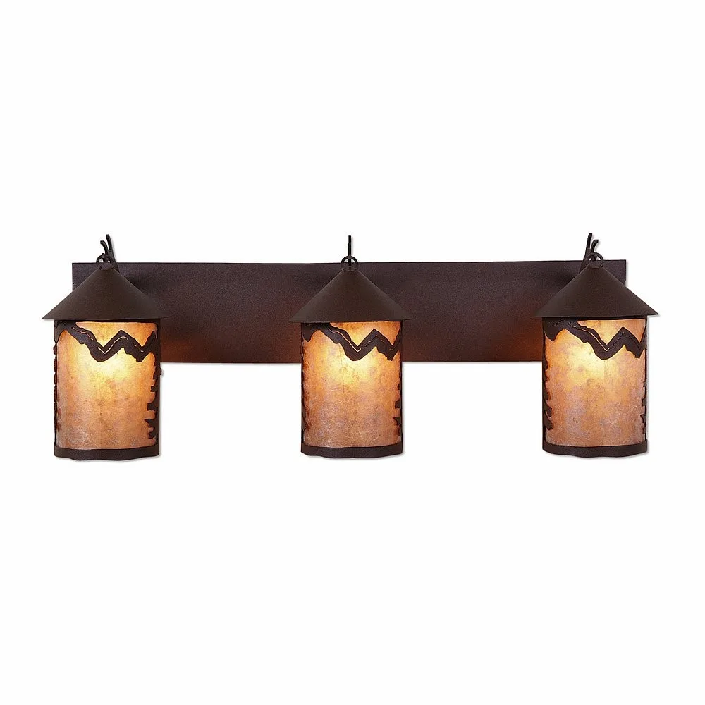 Cascade-Rustic Plain Three Light Bath Vanity Light in Rustic Brown