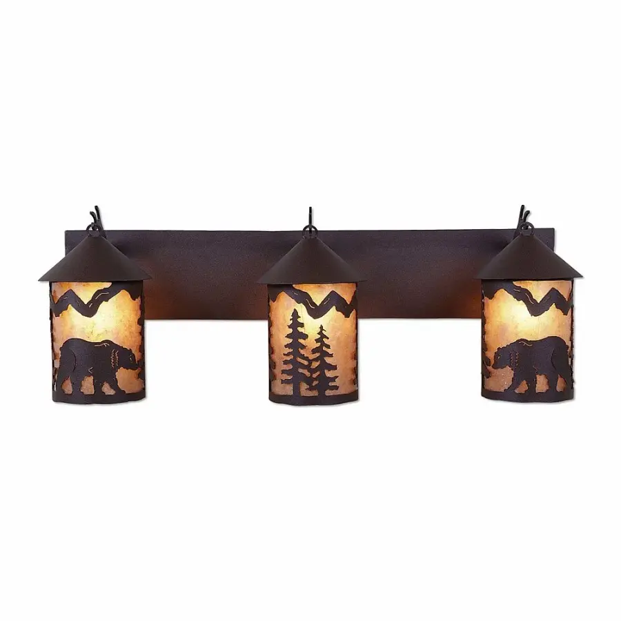 Cascade-Mountain Bear Three Light Bath Vanity Light