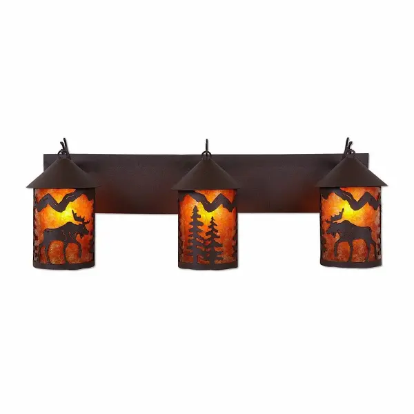 Cascade-Mountain Moose Three Light Bath Vanity Light