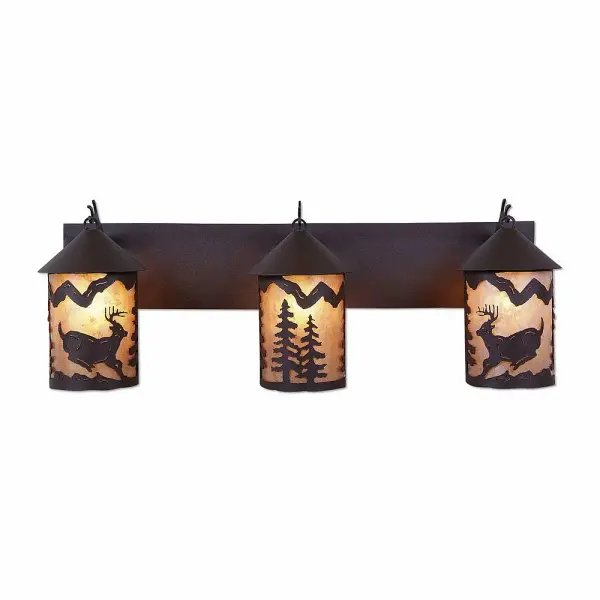 Cascade-Mountain Deer Three Light Bath Vanity Light