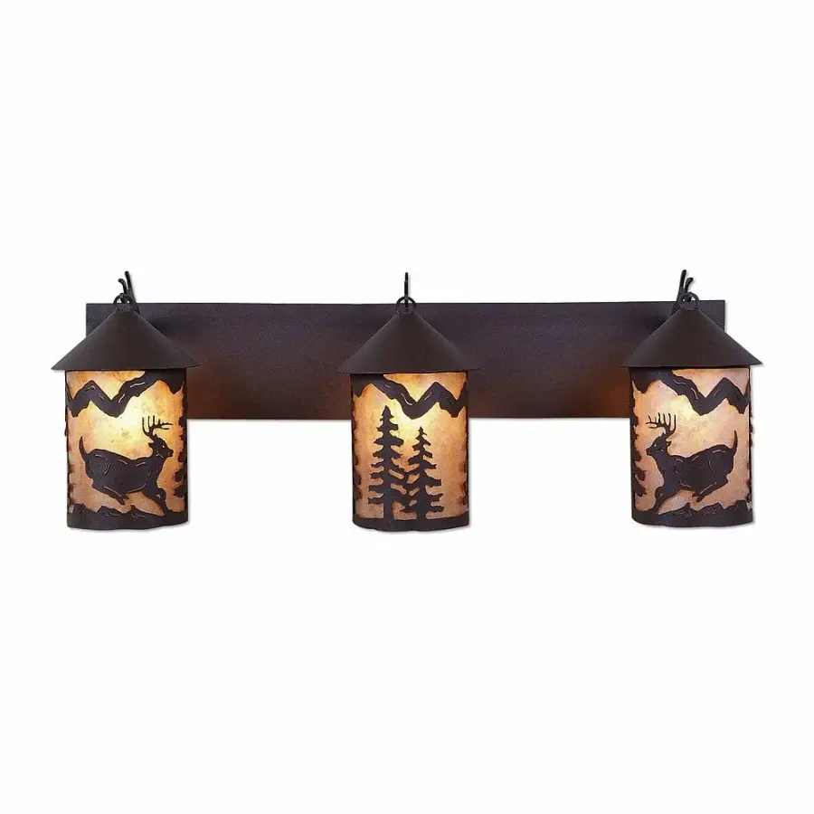 Cascade-Mountain Deer Three Light Bath Vanity Light