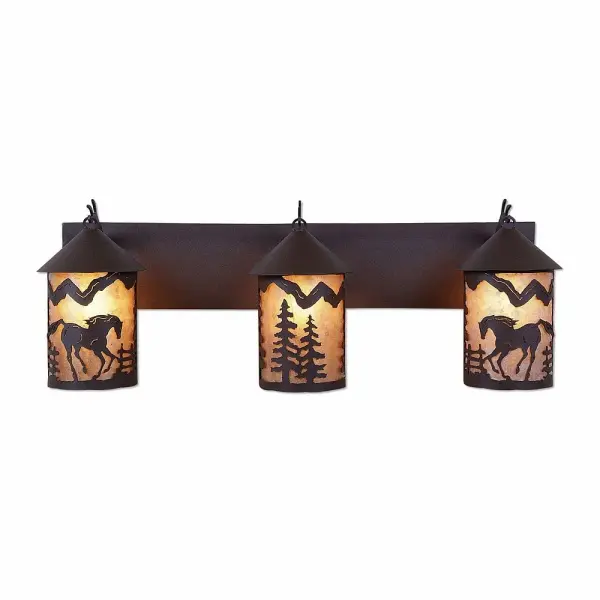 Cascade-Mountain Horse Three Light Bath Vanity Light