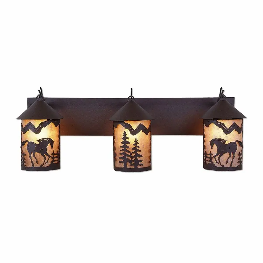 Cascade-Mountain Horse Three Light Bath Vanity Light