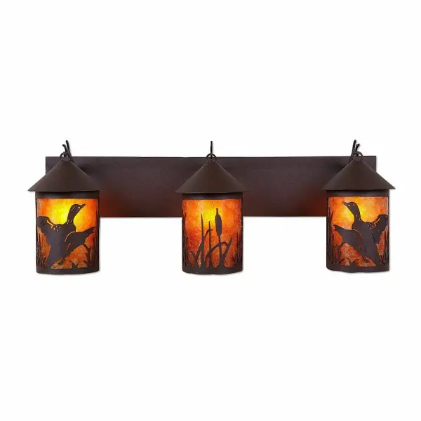Cascade-Loon Three Light Bath Vanity Light in Rustic Brown