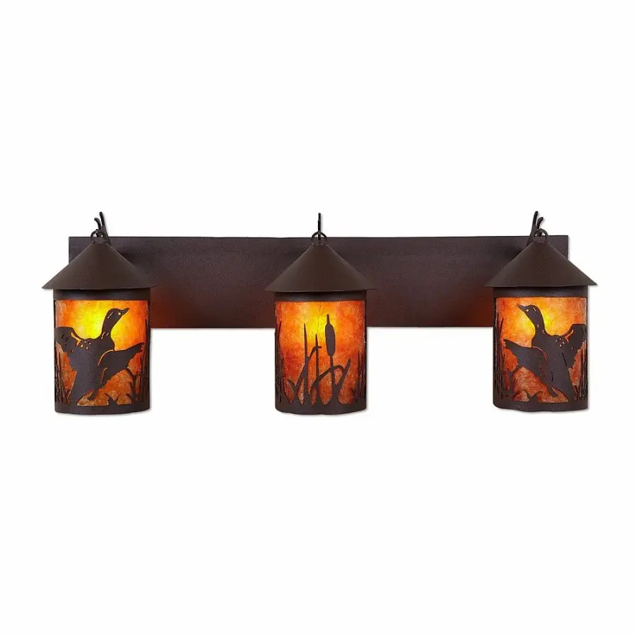 Cascade-Loon Three Light Bath Vanity Light in Rustic Brown