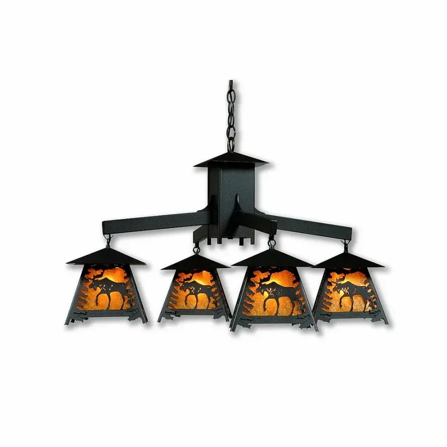 Smoky Mountain Moose Four Light Chandelier