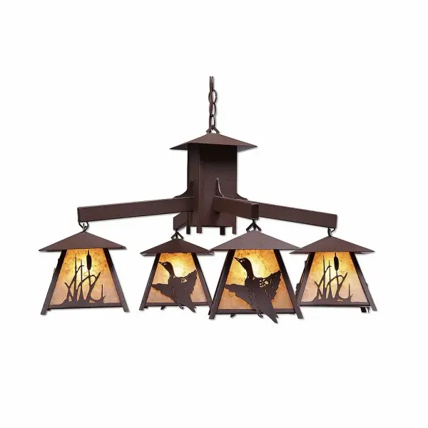 Smoky Mountain Loon 4-Light Chandelier in Rustic Brown