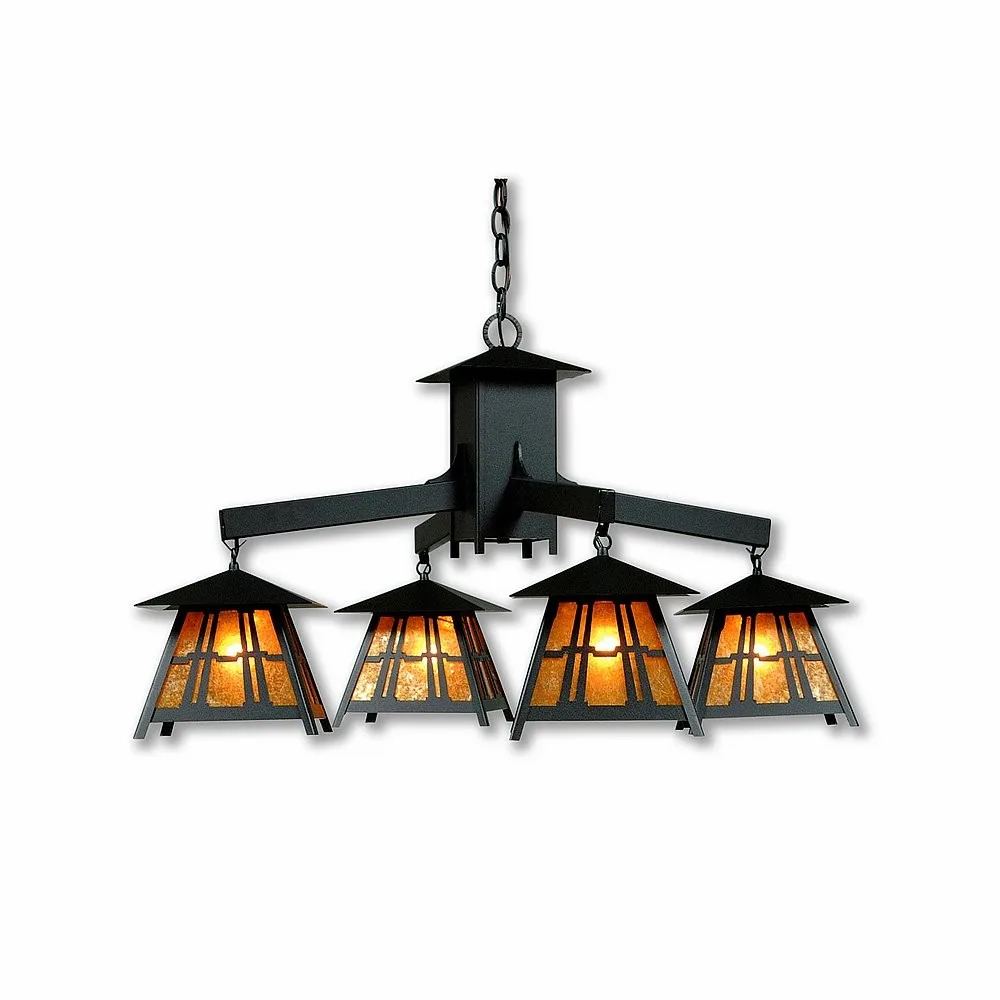 Smoky Mountain-Eastlake Four Light Chandelier in Black Iron