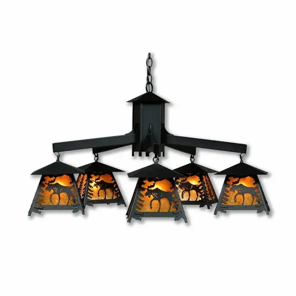 Smoky Mountain Moose Five Light Chandelier