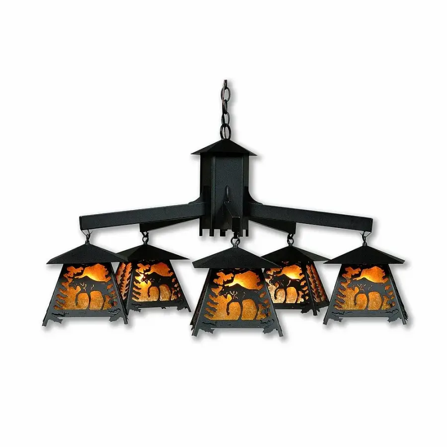 Smoky Mountain Moose Five Light Chandelier