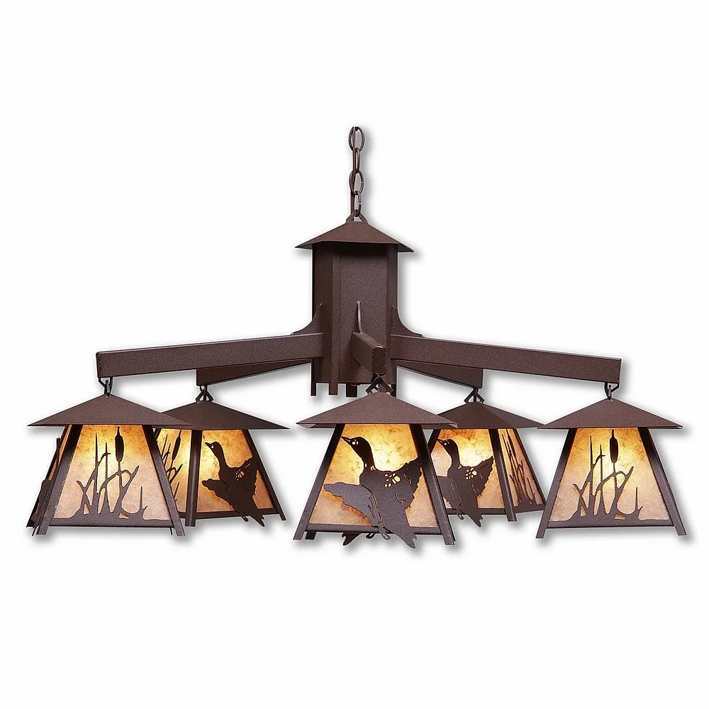Smoky Mountain-Loon Five Light Chandelier in Rustic Brown