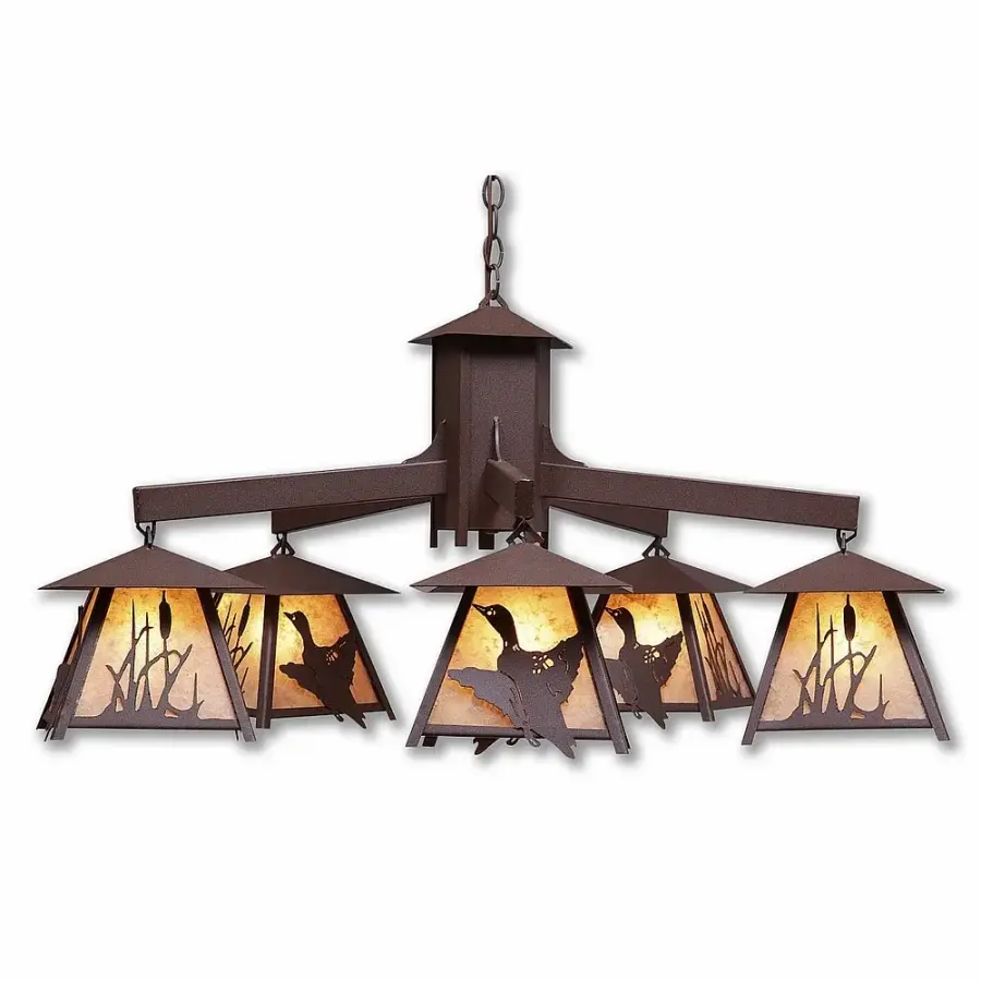 Smoky Mountain Loon Five Light Chandelier